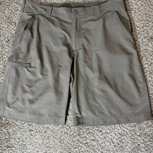 Columbia Shorts Mens 36 Gray Omni-Shield Stretch Zip Pocket Hiking Golf Trail